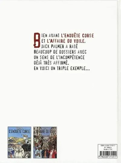 Verso de l'album Jack Palmer Triple embrouille pour Jack Palmer
