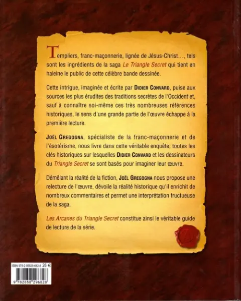 Verso de l'album Le Triangle secret Les arcanes du triangle secret