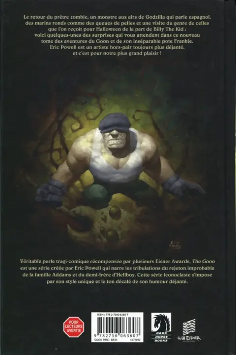 Verso de l'album The Goon Tome 12 Du whisky et du sang