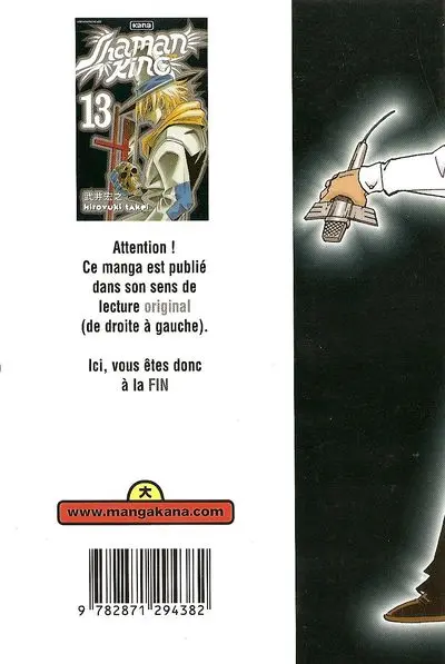 Verso de l'album Shaman King 13 Le destin de L et F