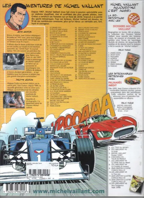Verso de l'album Michel Vaillant Tome 34 K.O. pour Steve Warson