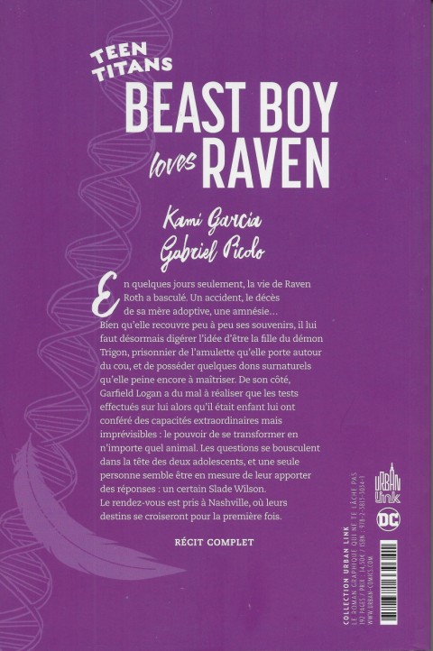 Verso de l'album Teen Titans - Beast Boy loves Raven