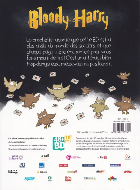 Verso de l'album Bloody Harry Tome 1 La BD dont il ne faut pas prononcer le nom !