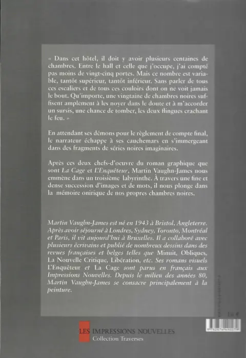 Verso de l'album Chambres Noires