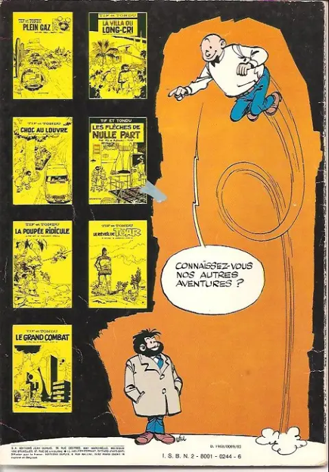 Verso de l'album Tif et Tondu Tome 14 La matière verte