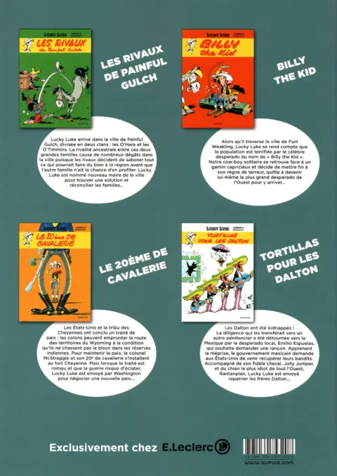Verso de l'album Lucky Luke 4 Aventures légendaires de Lucky Luke