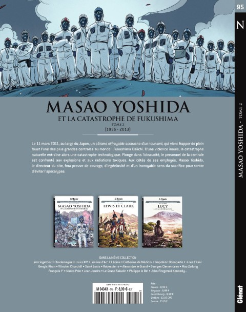 Verso de l'album Les grands personnages de l'Histoire en bandes dessinées Tome 95 Masao Yoshida et la catastrophe de Fukushima 2/2