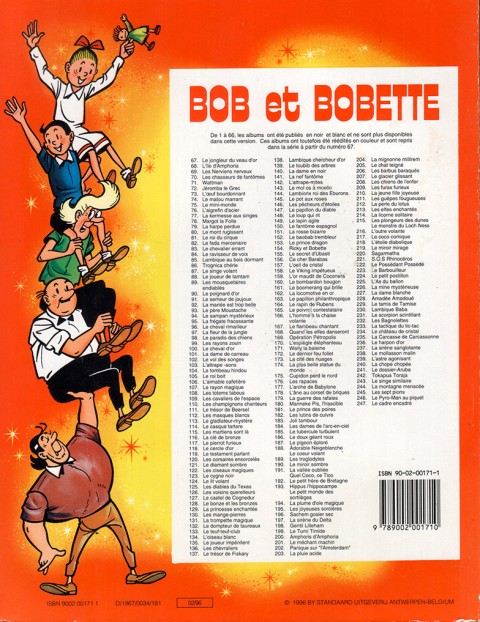 Verso de l'album Bob et Bobette 78 Margot la folle