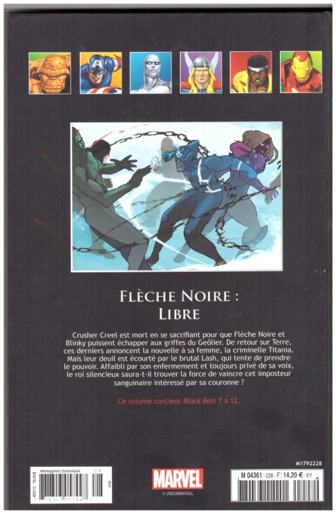 Verso de l'album Marvel Comics - La collection de référence Tome 228 Flèche Noire : Libre