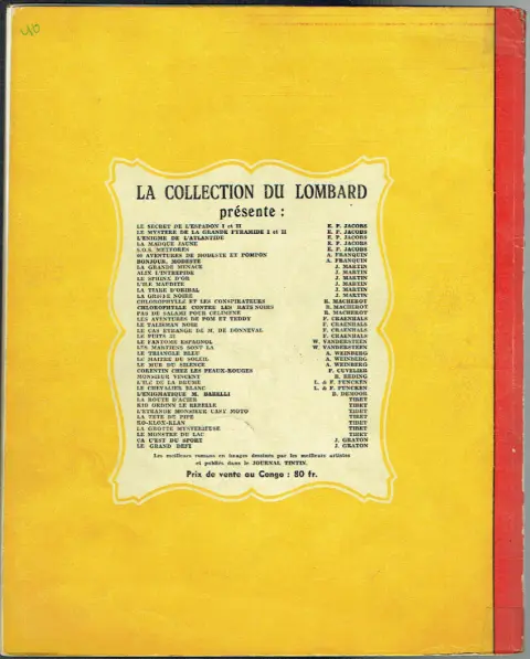 Verso de l'album Chick Bill Tome 6 La tête de pipe