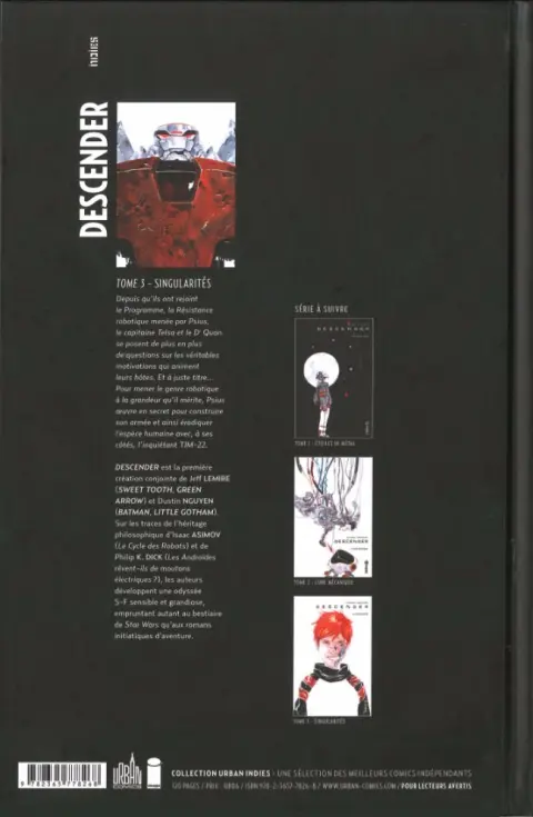 Verso de l'album Descender 3 Singularités