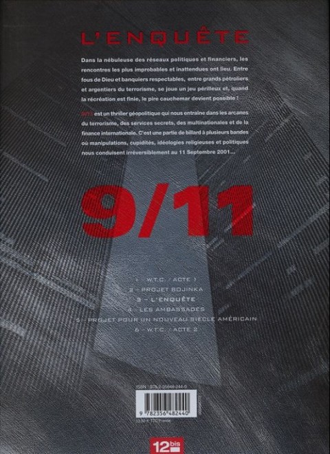 Verso de l'album 9/11 Tome 3 L'enquête