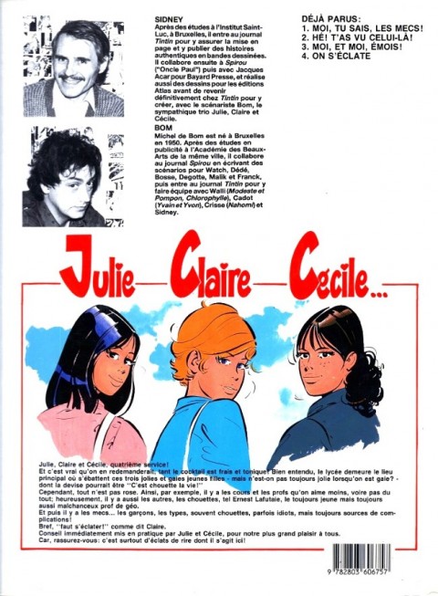 Verso de l'album Julie, Claire, Cécile Tome 4 On s'éclate !