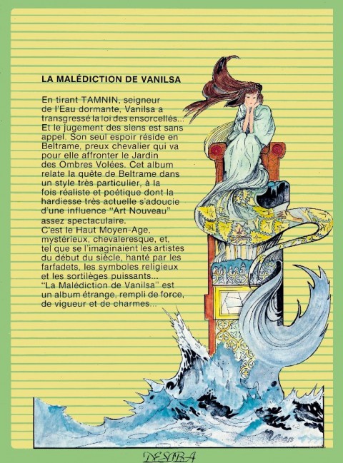 Verso de l'album La Malédiction de Vanilsa
