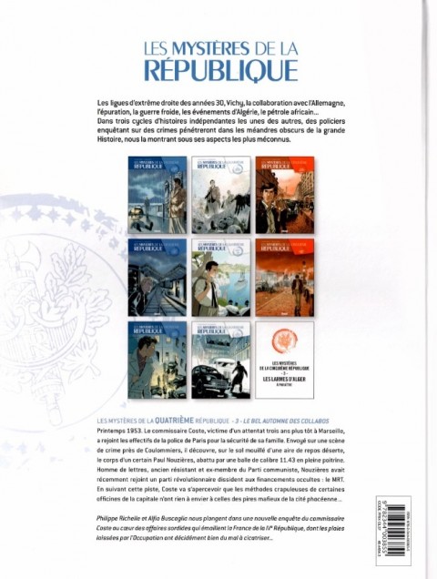 Verso de l'album Les Mystères de la Quatrième République Tome 3 Le bel Automne des collabos