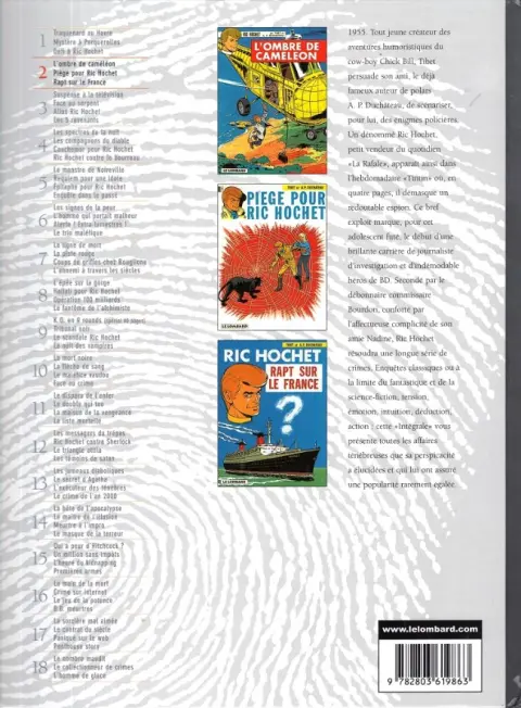 Verso de l'album Ric Hochet Intégrale Tome 2