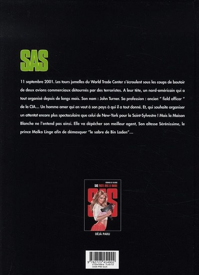 Verso de l'album S.A.S. Tome 2 Le sabre de Bin-Laden