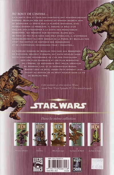 Verso de l'album Star Wars - Jedi Tome 5 Au bout de l'infini