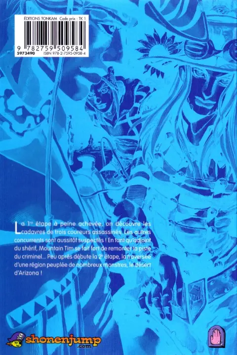 Verso de l'album Jojo's Bizarre Adventure : Steel Ball Run Vol. 3 2nd Stage La traversé du désert d'Arizona