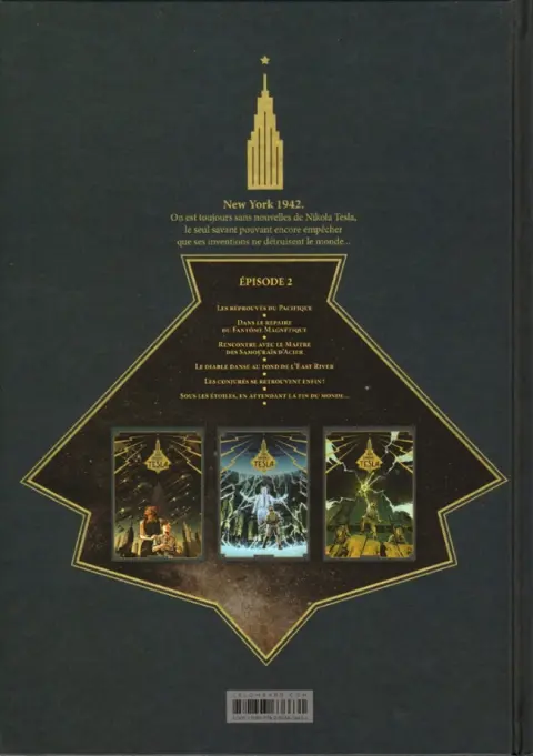 Verso de l'album Les Trois Fantômes de Tesla Tome 2 La conjuration des humains véritables