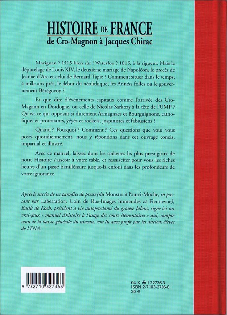 Verso de l'album Histoire de France de Cro-Magnon à Jacques Chirac