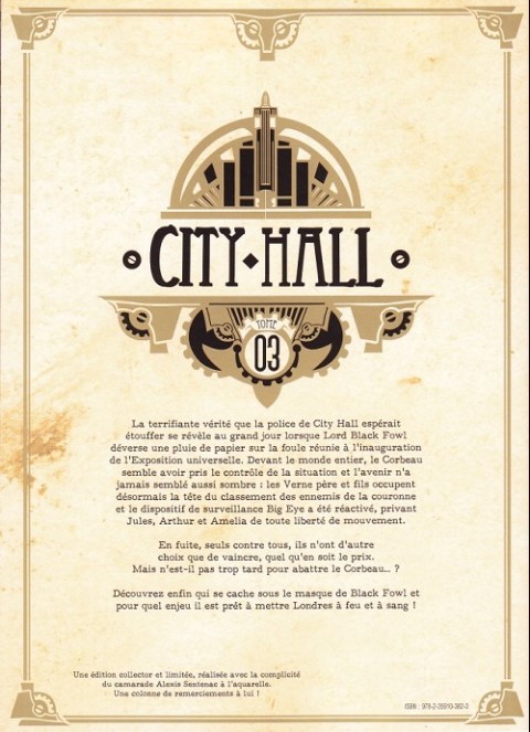Verso de l'album City Hall Tome 03