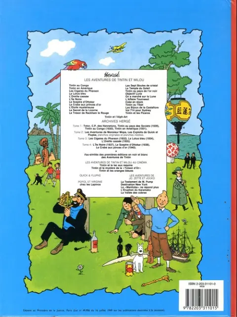 Verso de l'album Les Aventures de Jo, Zette et Jocko Tome 1 Le testament de M. Pump