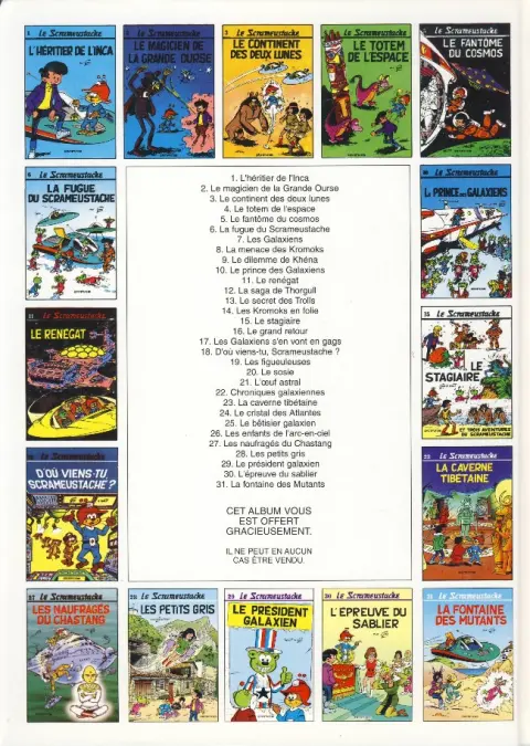 Verso de l'album Le Scrameustache Tome 6 La fugue du Scrameustache