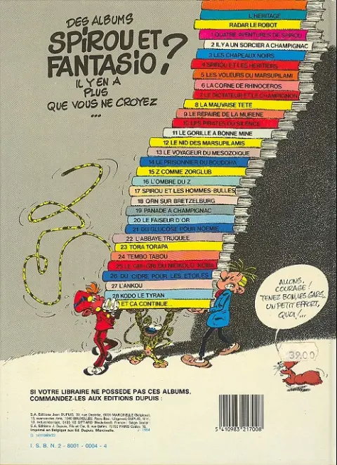 Verso de l'album Spirou et Fantasio Tome 2 Il y a un sorcier à Champignac