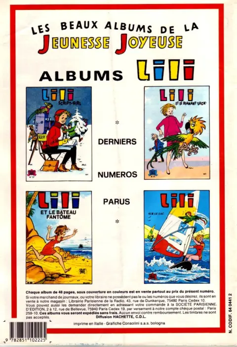 Verso de l'album Aggie N° 33 Aggie et nuage rouge