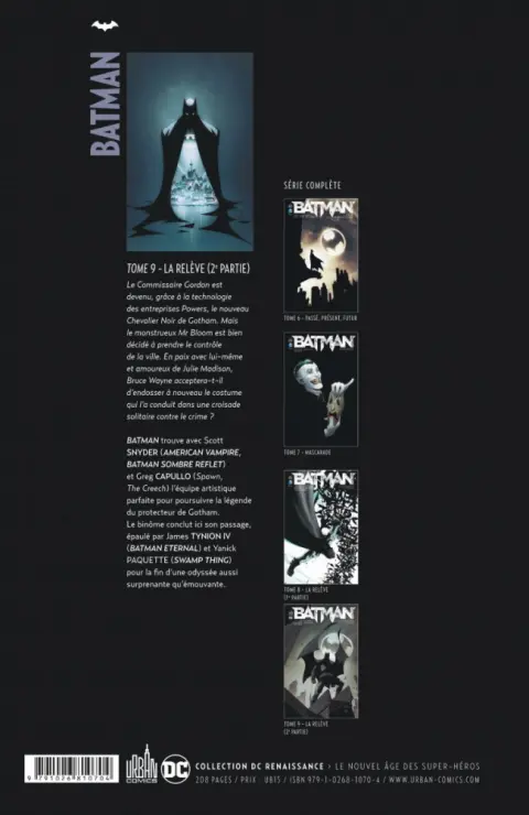 Verso de l'album Batman Tome 9 La Relève - 2e partie