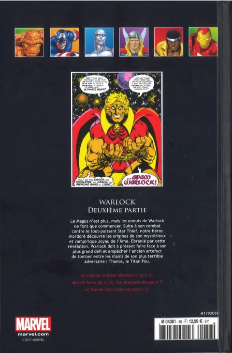 Verso de l'album Marvel Comics - La collection de référence Tome 86 Warlock - Deuxième Partie