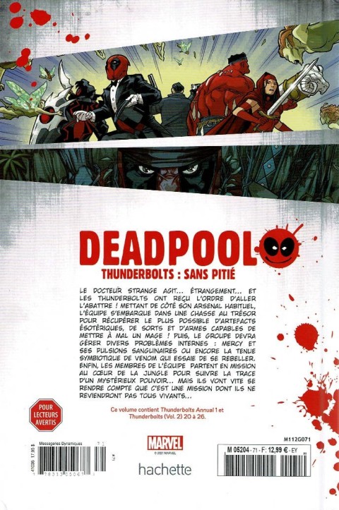 Verso de l'album Deadpool - La collection qui tue Tome 71 THUNDERBOLTS : Sans pitié