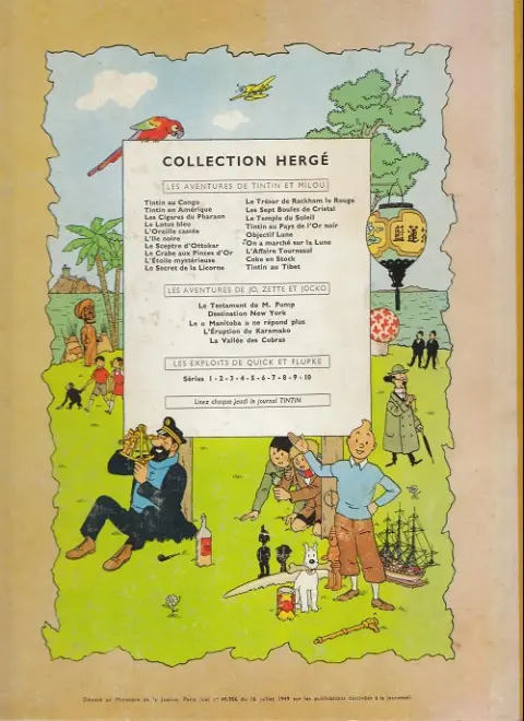 Verso de l'album Tintin Tome 13 Les 7 boules de cristal
