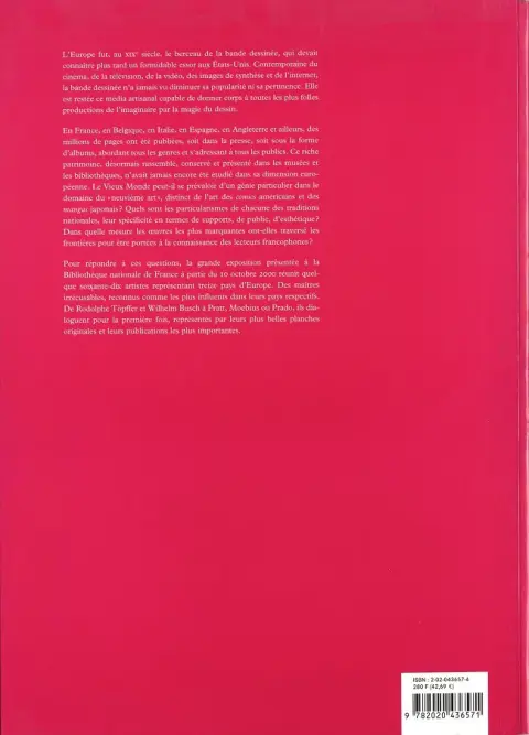 Verso de l'album Maîtres de la bande dessinée européenne