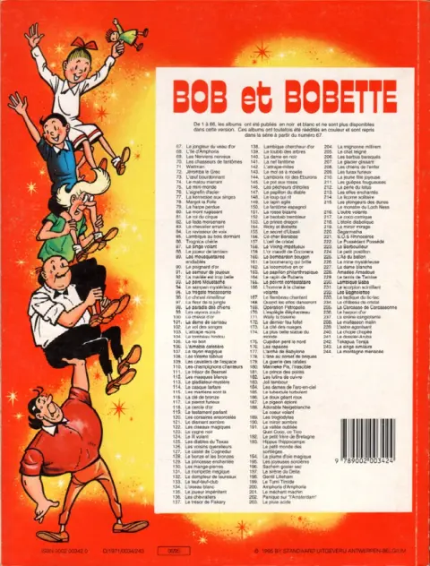 Verso de l'album Bob et Bobette Tome 123 Le cygne noir
