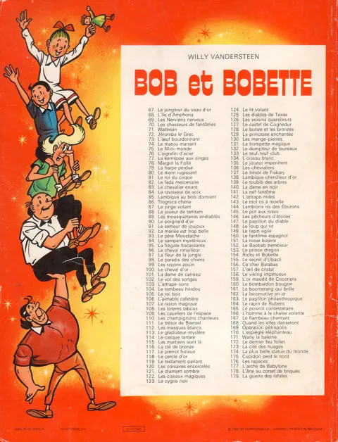 Verso de l'album Bob et Bobette Tome 79 La harpe perdue