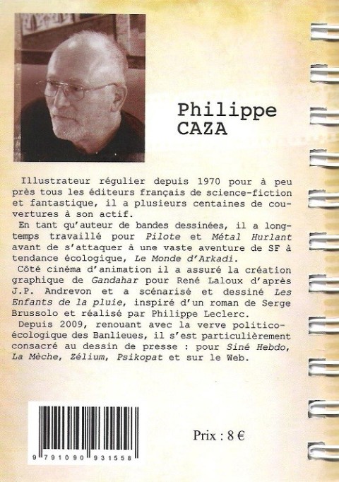 Verso de l'album Carnets de croquis Philippe Caza