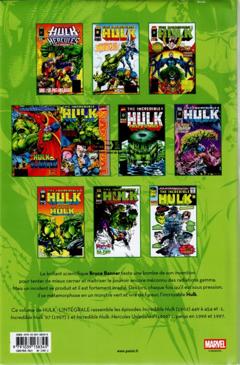 Verso de l'album Hulk - L'Intégrale Volume 19 1996-1997