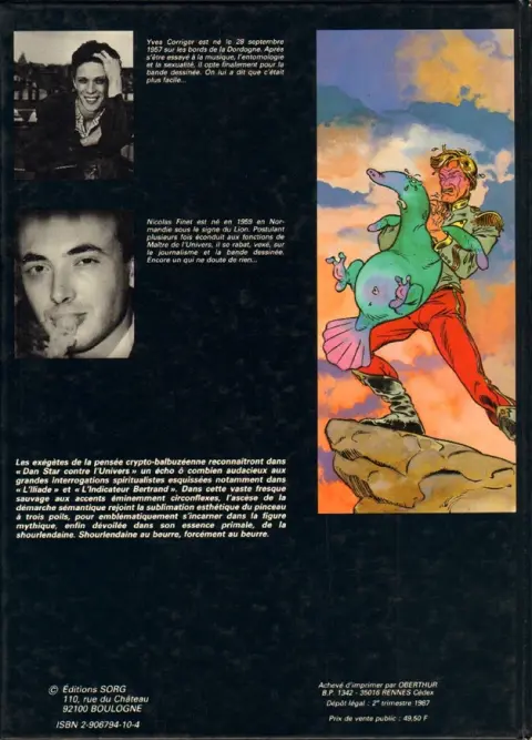 Verso de l'album Dan Star Dan Star contre l'univers