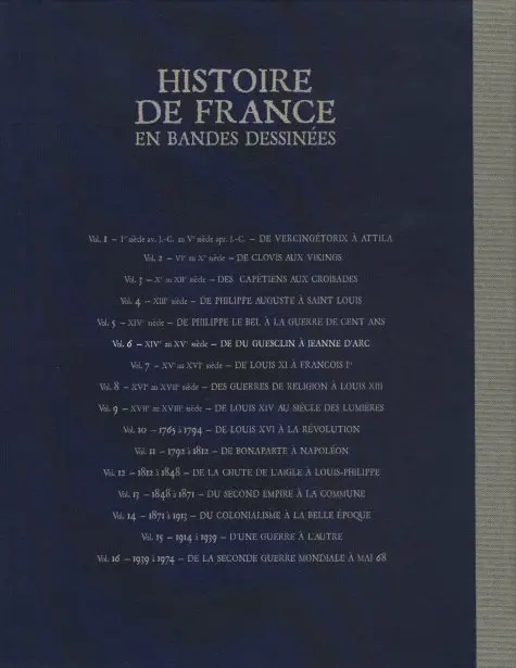 Verso de l'album Histoire de France en Bandes Dessinées Tome 6 De Du Guesclin à Jeanne d'Arc