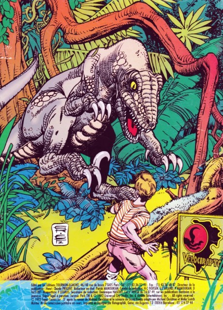 Verso de l'album Jurassic Park Jurassic park, la bd officielle du film (2ème partie)