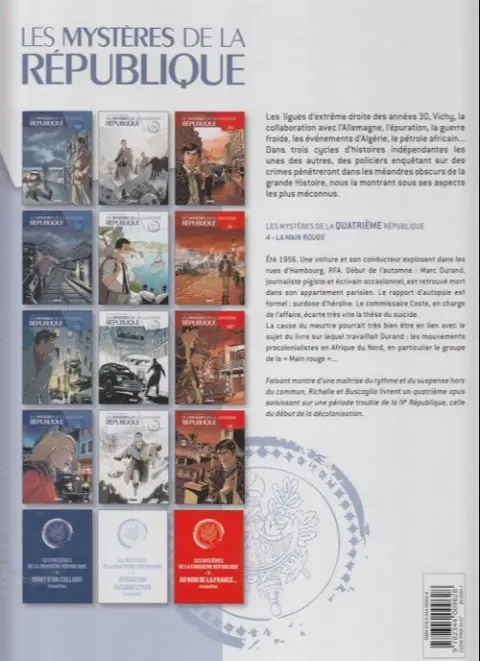 Verso de l'album Les Mystères de la Quatrième République Tome 4 La main rouge