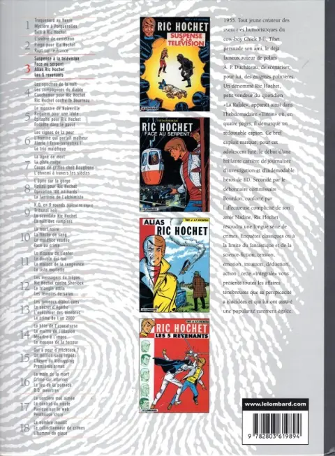 Verso de l'album Ric Hochet Intégrale Tome 3