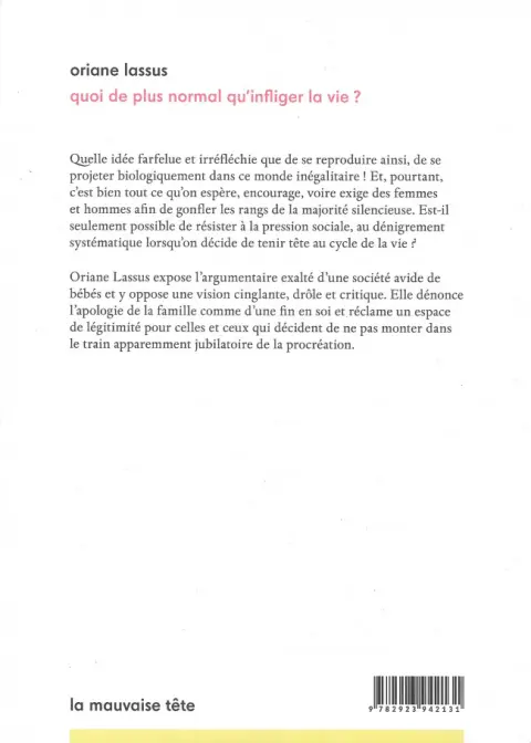 Verso de l'album Quoi de plus normal qu'infliger la vie ?