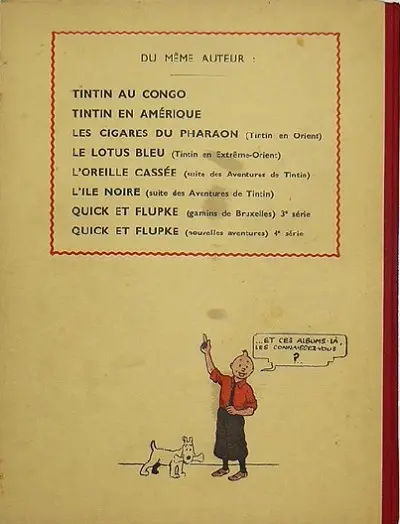 Verso de l'album Tintin Tome 8 Le sceptre d'Ottokar