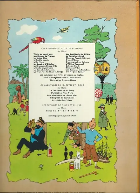 Verso de l'album Tintin Tome 10 L'étoile mystérieuse