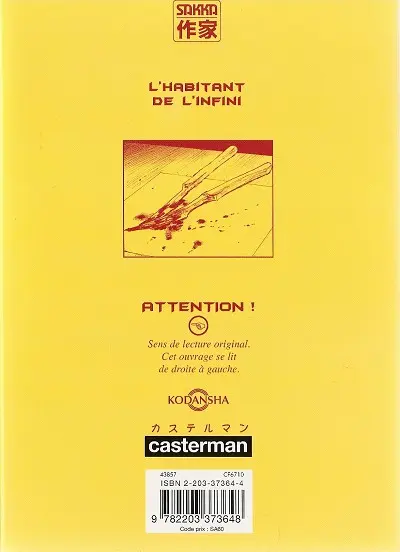 Verso de l'album L'Habitant de l'infini 16