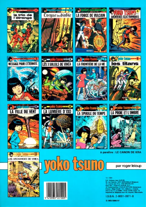 Verso de l'album Yoko Tsuno Tome 13 Les archanges de Vinéa
