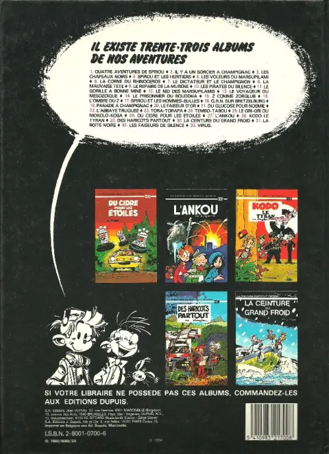 Verso de l'album Spirou et Fantasio Tome 29 Des haricots partout